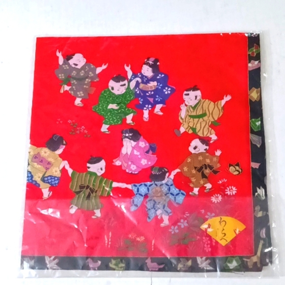 Two NEW Colorful 100% Cotton Chinese Kerchief Squares 18" x 18" - Picture 3 of 6